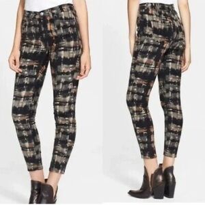 Free People Skinny Jeans in Black, Brown, Cream Plaid